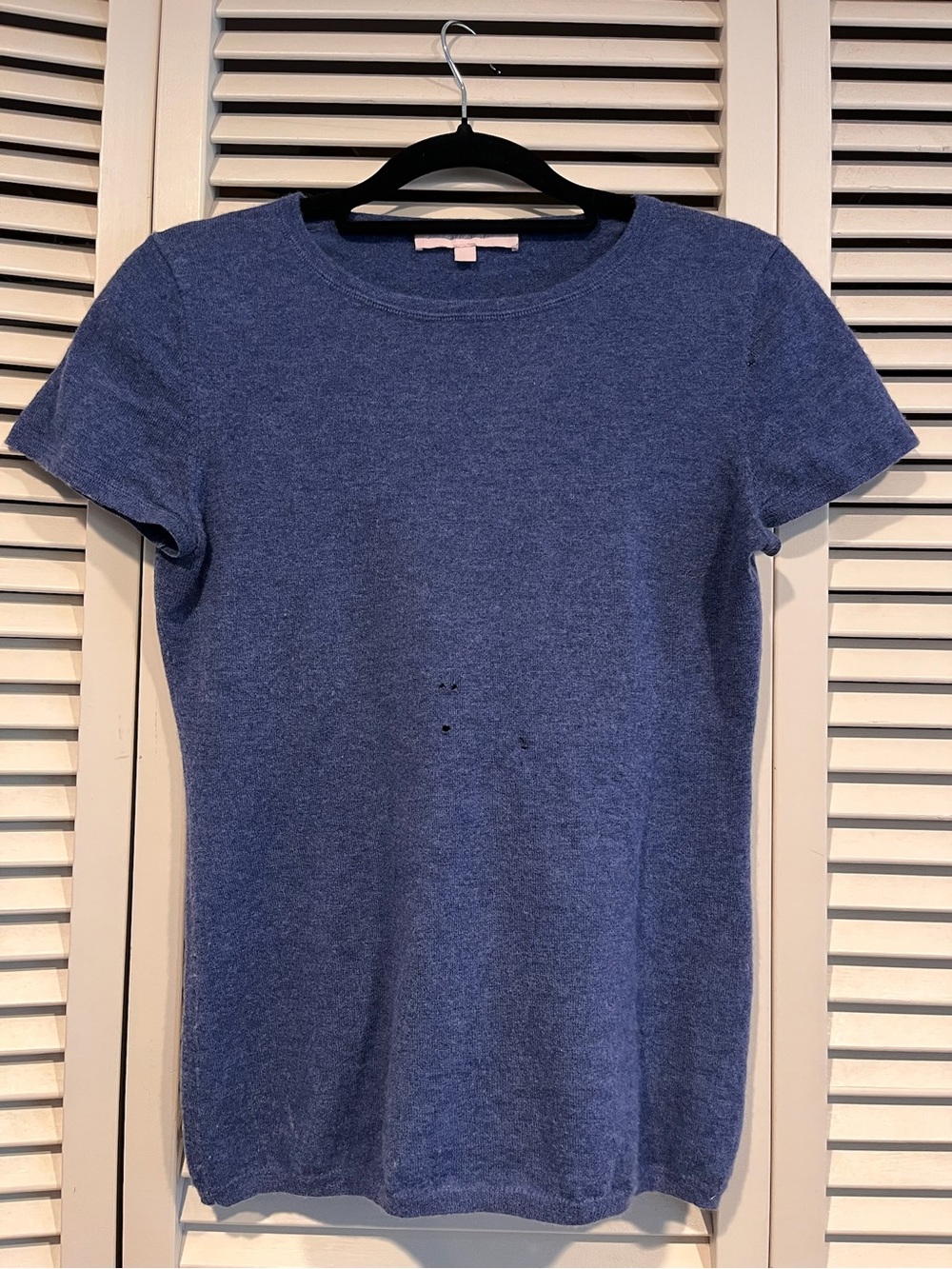 Classic Crewneck Cashmere Short-Sleeve in Periwinkle Blue